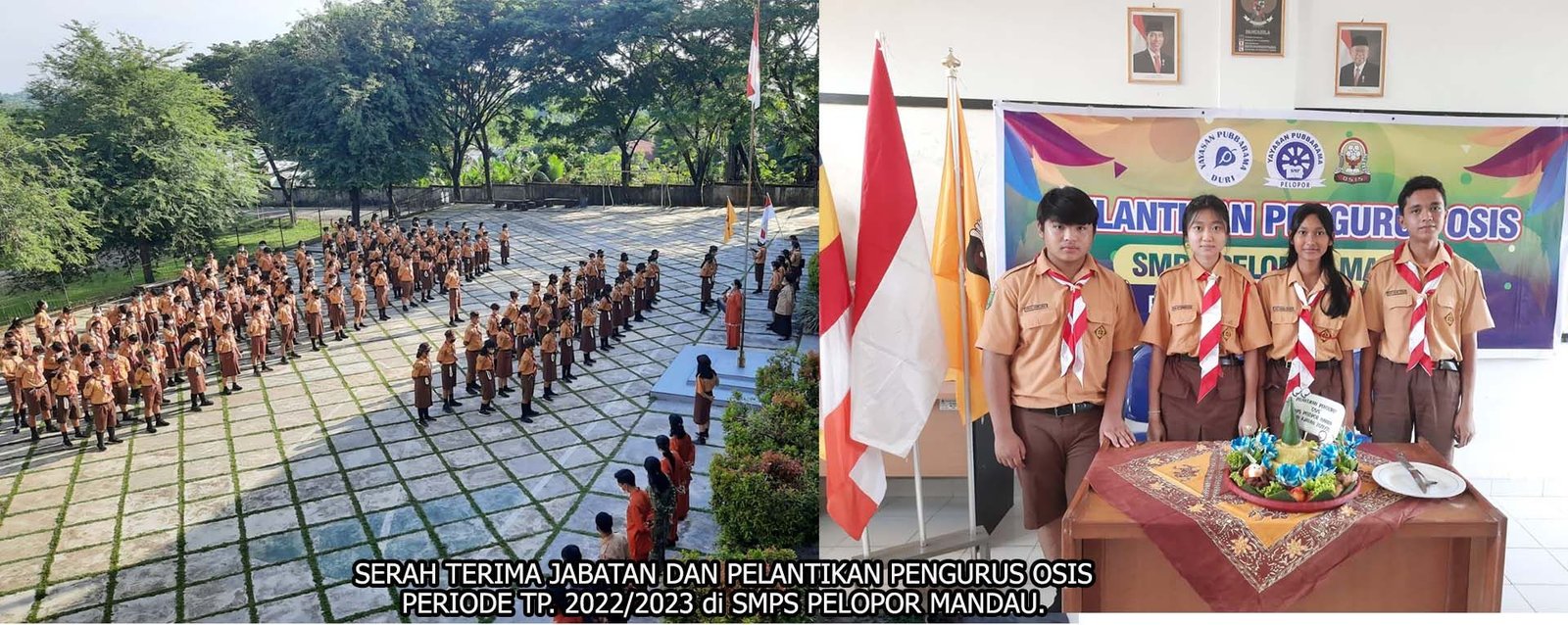 SERAH TERIMA JABATAN DAN PELANTIKAN PENGURUS OSIS  PERIODE TP 2022/2023 di SMPS PELOPOR MANDAU