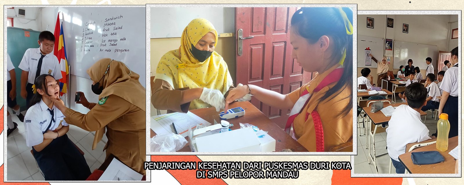 PENJARINGAN KESEHATAN DARI PUSKESMAS DURI KOTA  DI SMPS PELOPOR MANDAU